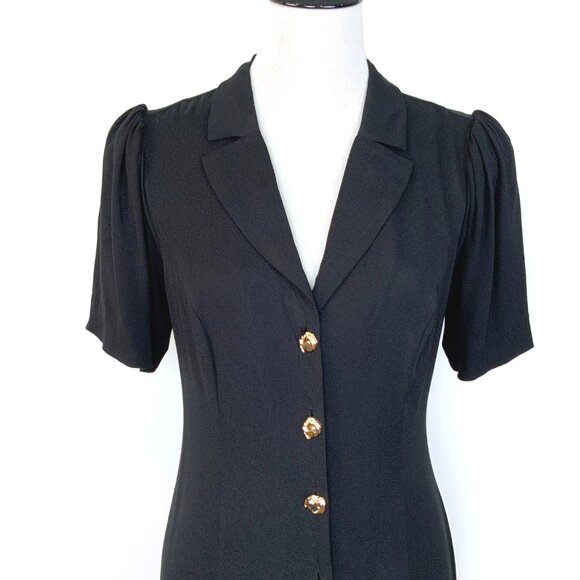 REFORMATION Wilde Puff-Sleeve Button-Front Midi Dress Goth Witchy Sz 8 - Picture 3 of 16